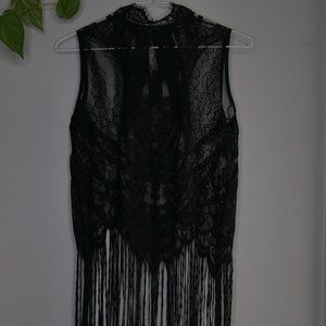 Shinestar black lace, turtle neck tank top.